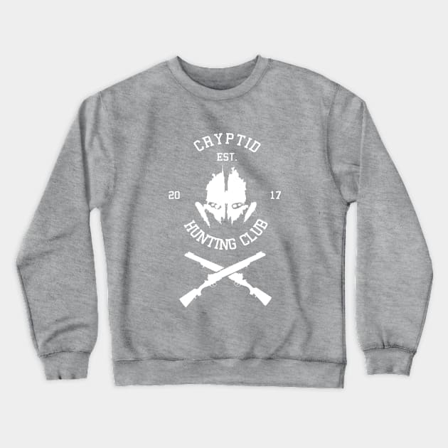 Cryptid Hunting Club (White) Crewneck Sweatshirt by Nguyen013